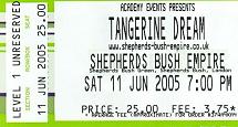 My ticket! for Tangerine Dream @ Shepherds Bush Empire London 11/06/05